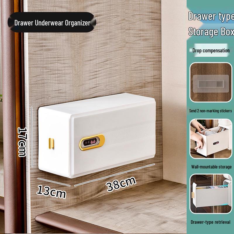 Wall-Mounted Sock & Underwear Organizer: Drawer-Style, Grid Design, Space-Saving Solution