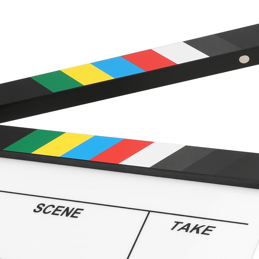 30x25CM Film Clapperboard Acrylic Clapstick Photography Props Director Board Tool(Yellow Striped White board(PAV1Y) )