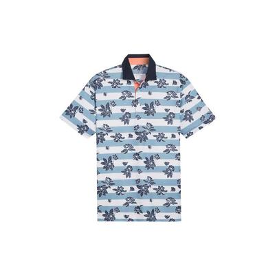 Golf Series Plant Print All Over Design Straight Casual Short Sleeve Polo Shirt Men Polo Shirts Blue 624488-03