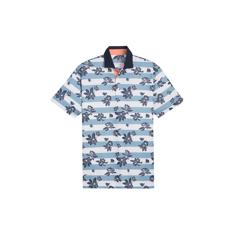 

Puma Golf Series Plant Print All Over Design Straight Casual Short Sleeve Polo Shirt Men Polo Shirts Blue 624488-03 M