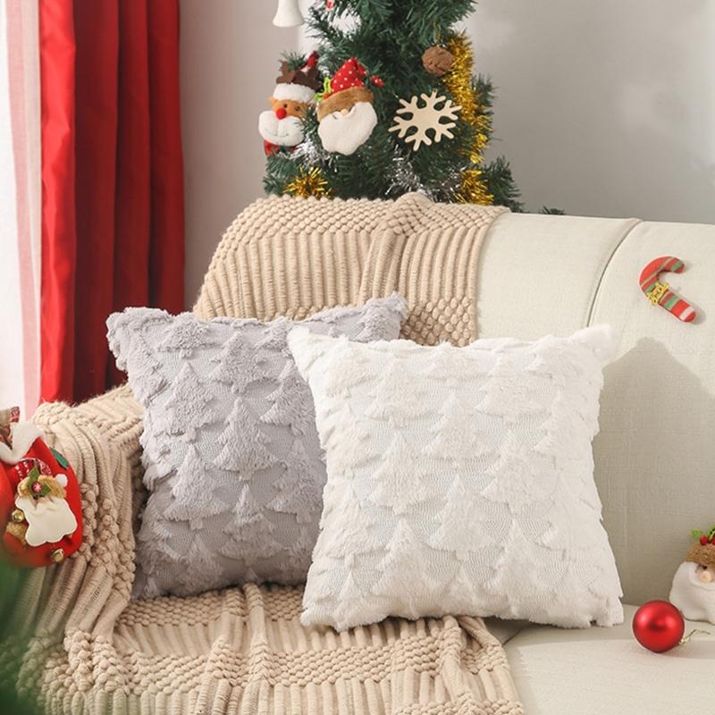 Christmas Cushion Cover Short  Throw Pillow Case Soft Plushie Sofa Pillowcase Cushion Cover Square 1PC