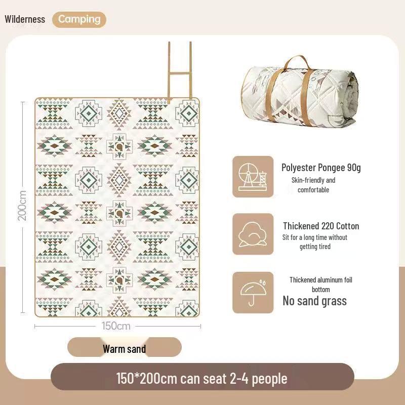 Tapis de pique-nique épaissi à ultrasons: Coussin d'extérieur résistant à l'humidité pour pelouse et camping avec piquets de sol