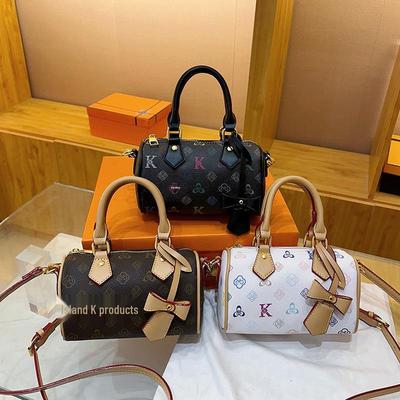 2025 Trendy Boston Handbag: Lightweight Luxury Single Shoulder/Crossbody with Stylish Print for Women