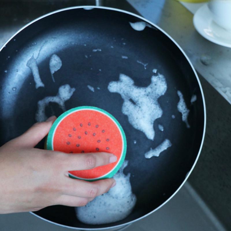 4pcs Kitchen Sponge: Orange Slice Design, Non-Woven, Reusable, Suitable for Kitchen, Bathroom, and Outdoor Cleaning