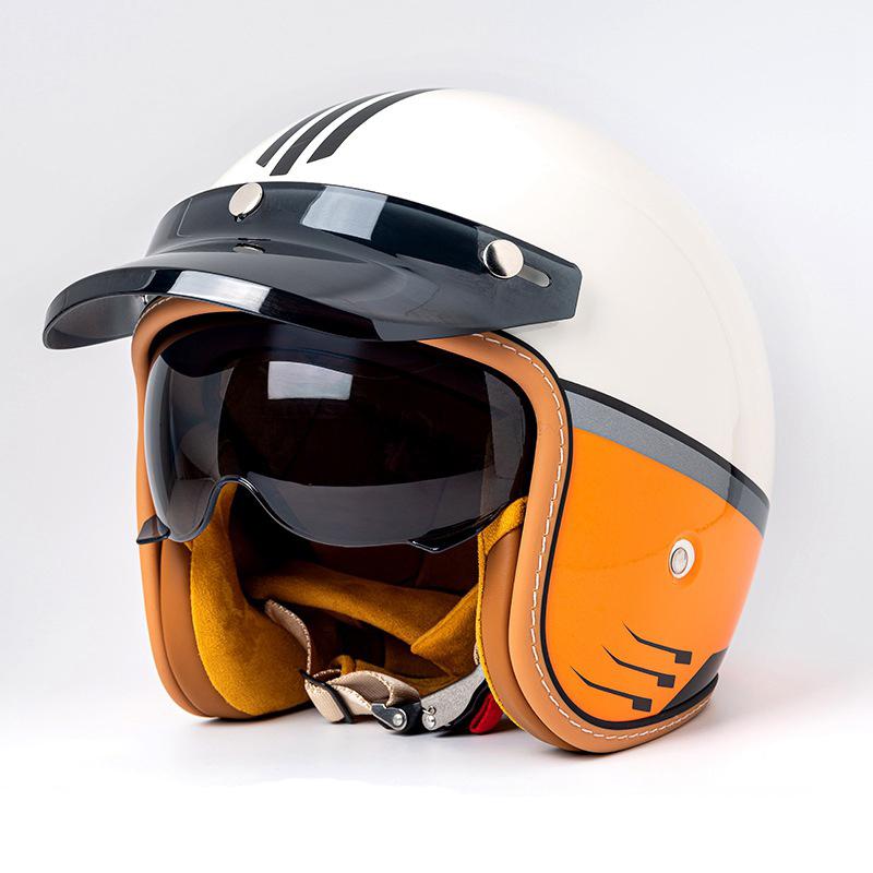 Three-quarters retro helmet motorcycle helmet motorcycle brigade equipped with cruise pedal motorcycle helmet 3/4 helmet visor h