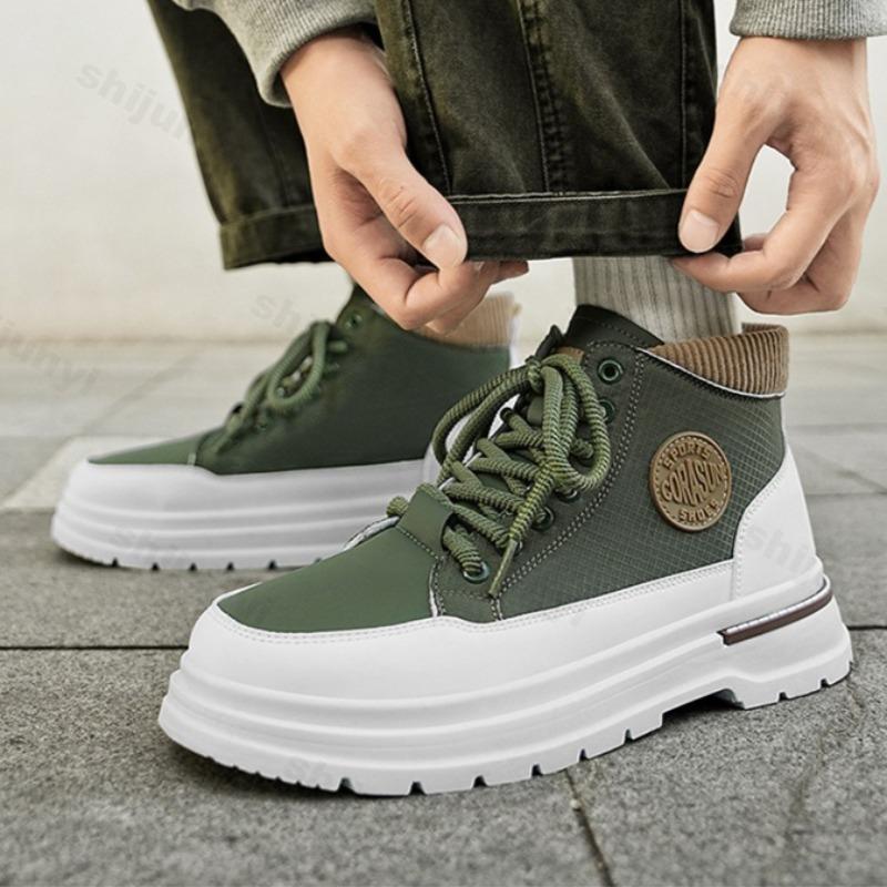 Fashion Mens Ankle Boots 2025 Autumn Comfortable Anti Slip Outdoor Sports Ankle Boots Platform High-quality Men Short Boots Botas Hombre cm verde