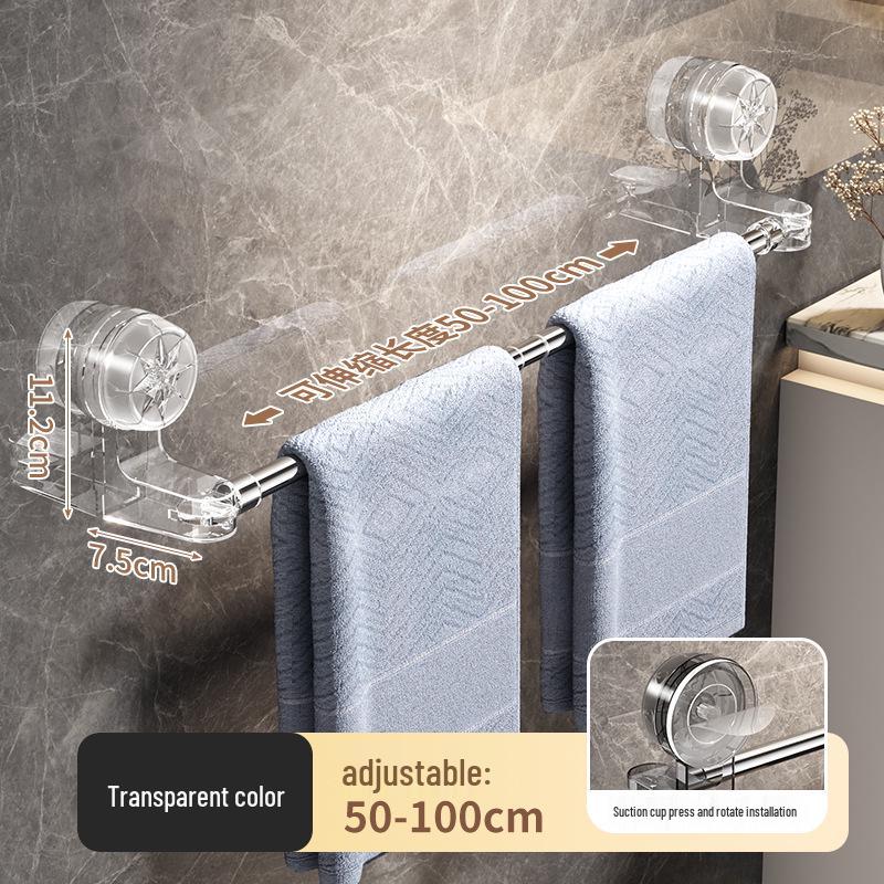 Zelfklevende telescopische handdoekstang zonder boren – Sterke wandmontage badkamer opbergstang voor handdoeken