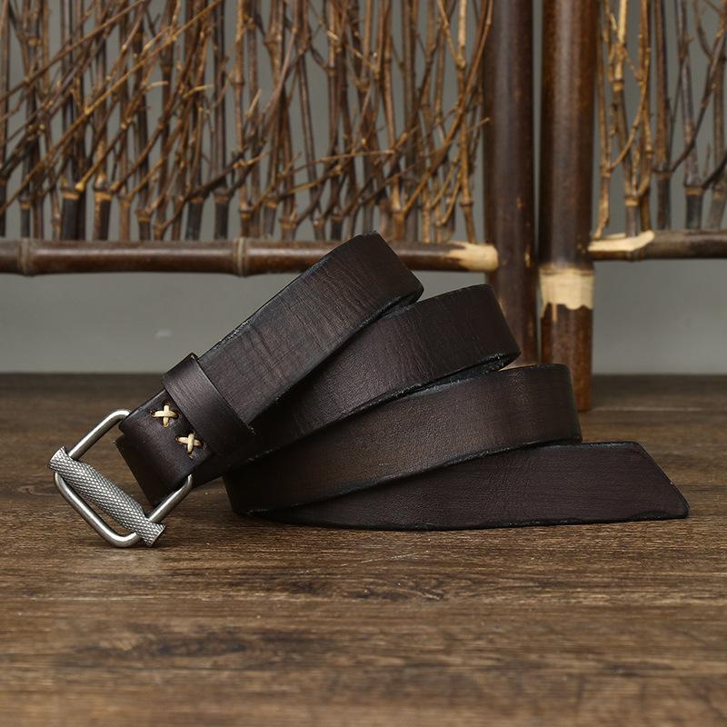 

Personalized New Retro Versatile Belt Women S Genuine Leather Non-Porous Toothless Smooth Buckle Pure Cowhide Belt Women S Belt Tide 90cm