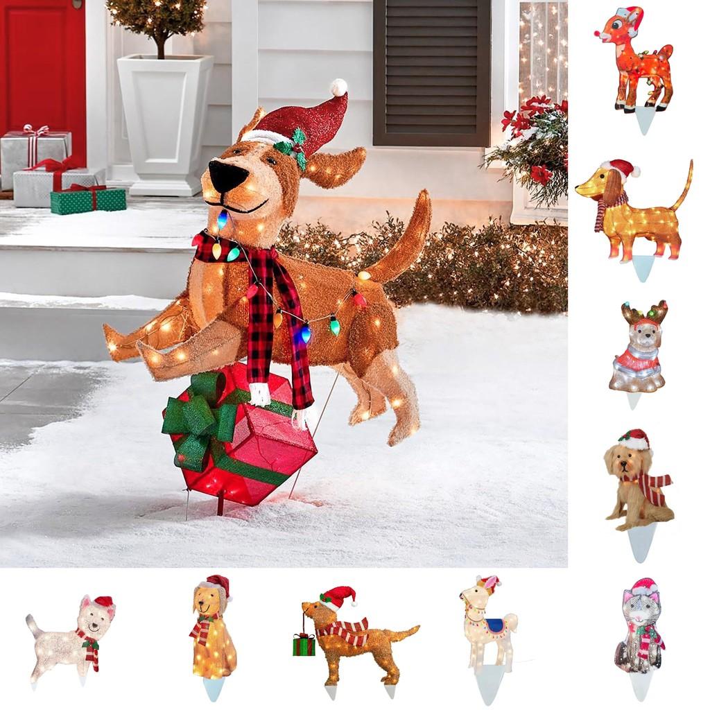 Outside Christmas Decorations Light Up Animals Dog Santa Clausoutside Supplies