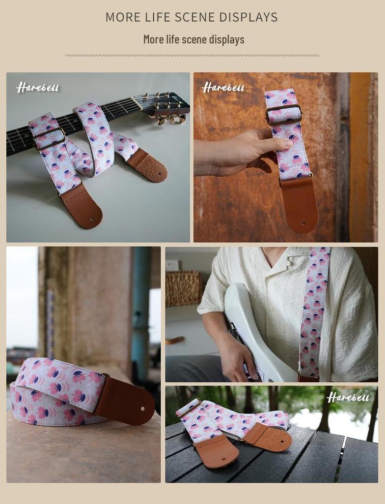 Kapok Flower Pattern Pink Guitar Crossbody Strap PO-020