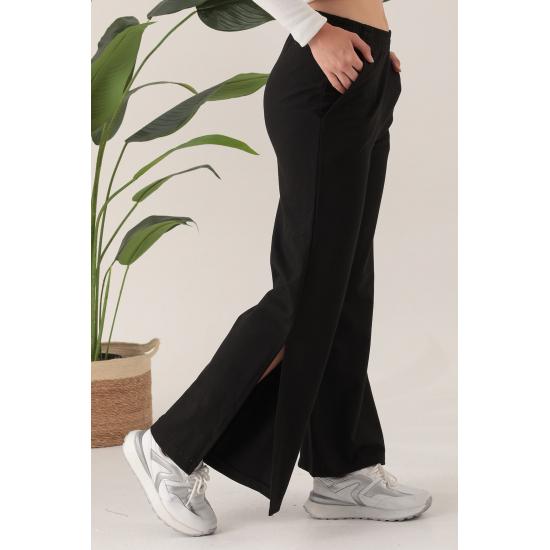 Women's Pocketed Slit Sweatpants Trousers