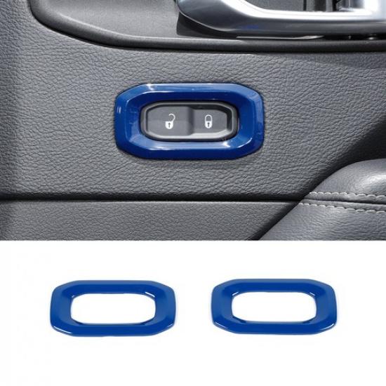 Interior Door Lock Switch Button Cover Trim for Jeep Wrangler JL & JT 2018+ Blue