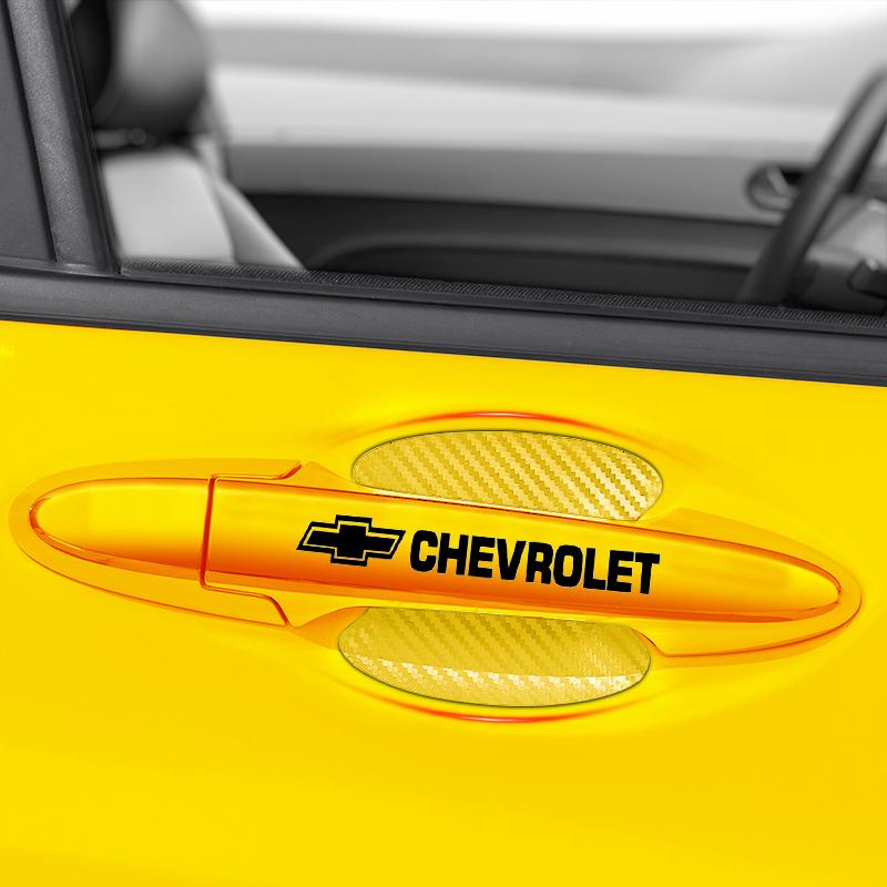 Bil Dörrklistermärke Kolfiber Repor Bil Handtag Skyddsfilm för Chevrolet Cruze Malibu Sail Spark Captiva Equinox Trax Tracker AVEO Lova Husbil