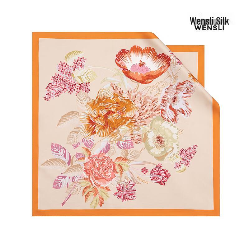 WENSLI Hibiscus Bloom 100% Mulberry Silk Scarf