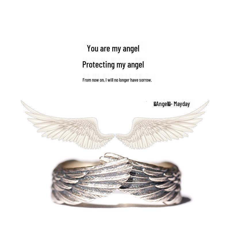 Original 'Angel' Wings 925 Silver Couple Rings - Creative Gift for Men & Women