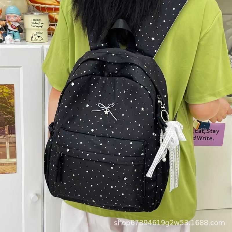 Schoolbag Hot-selling New College Student Schoolbag Korean Version Large-capacity Casual Lightweight Backpack Cute Star Backpack Women