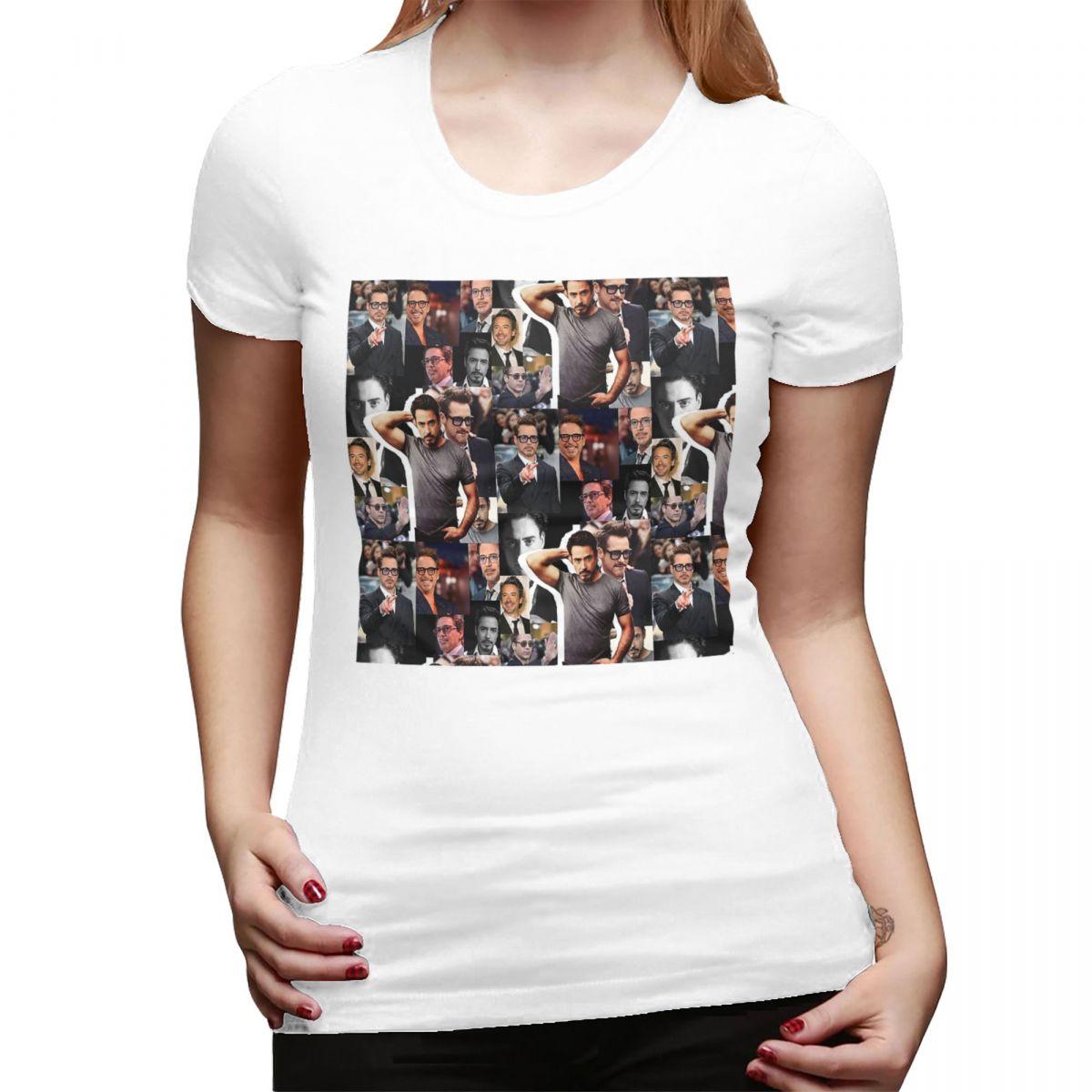 Robert Downey Jr TShirt for Women Crew Neck Streetwear T Shirts Womens Tees Short Summer Clothes Tops S