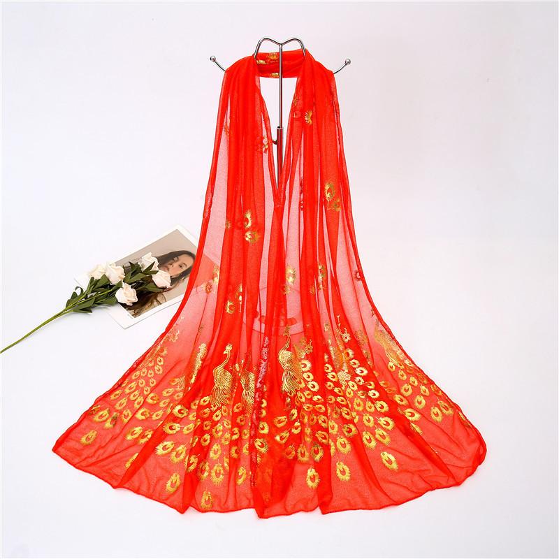 WTEMPO Women Multi-color Peacock Flower Long Scarf Wrap Chiffon Shawl