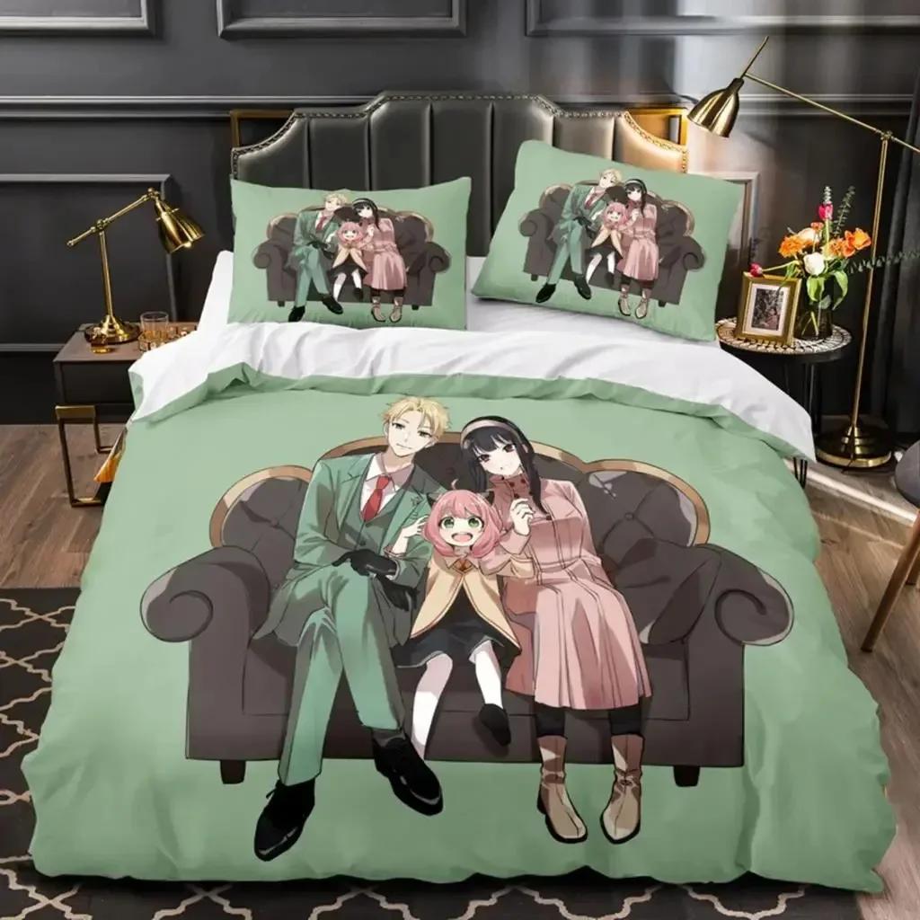 

Spy×Family Anime Comforter Bedding Sets Cartoon Duvet Cover Pillowcase Full Size Queen King Quilt Cover Single Double Bed EU Single(135*200cm)3pcs