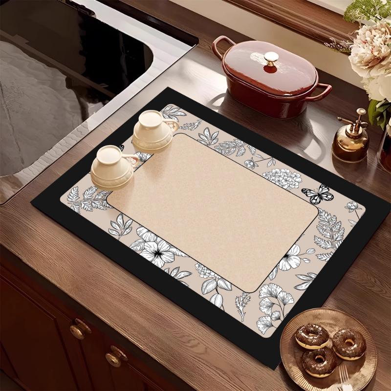 American retro kitchen countertop drain pad, diatomaceous earth absorbent pad, quick drying waterproof anti slip pad