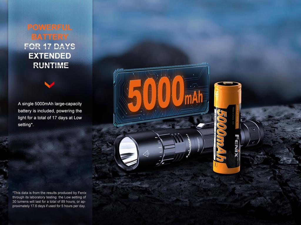 Fenix PD40R 3000 IP68 Waterproof and Included 21700 V3.0 Flashlight, USB-C Rechargeable, Lumens, Dustproof,