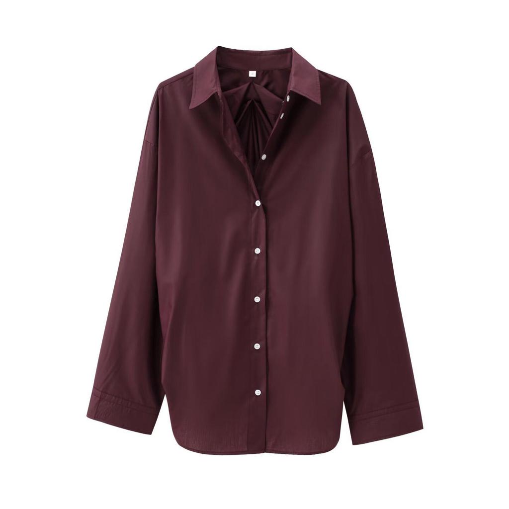 European & American French Commuter Style Pleated Loose Shirt