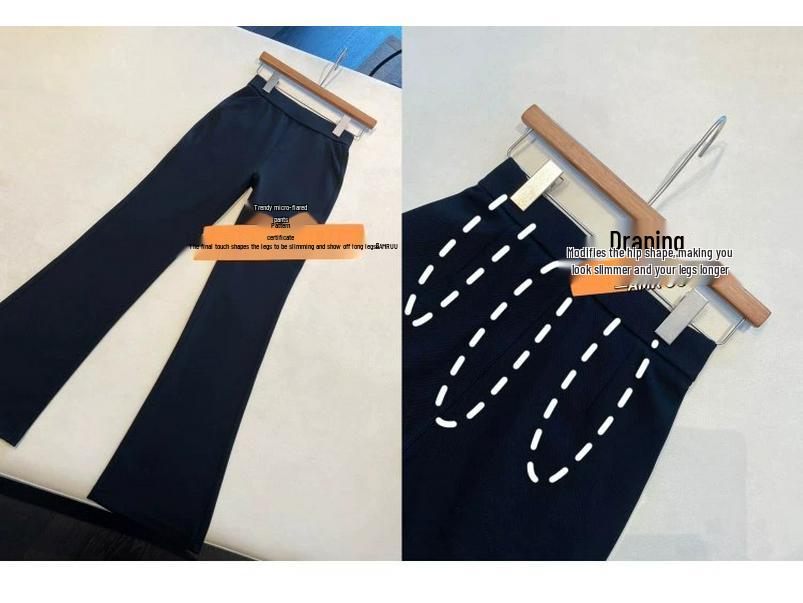 Women's Plus Size Black Velvet Yoga Flare Pants - High Waist, Slimming, Autumn/Winter Outerwear