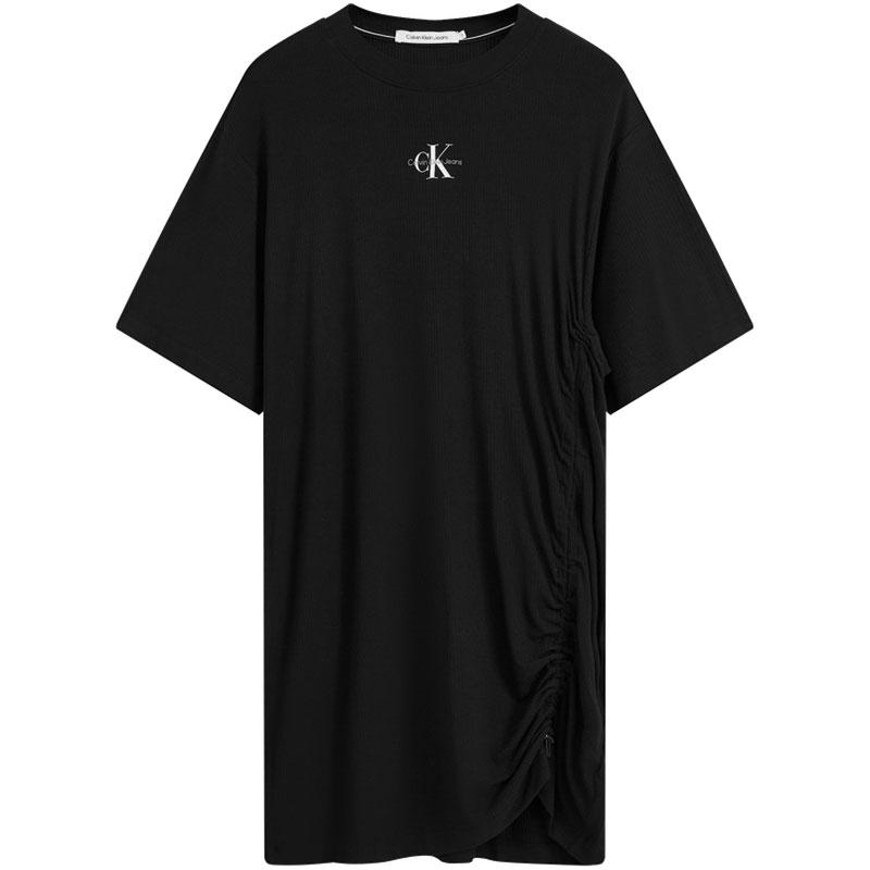 

Calvin Klein Overlapping Letter Print Short Sleeve Dress Women dresses Space-Black J221124-BEH XS