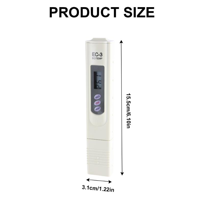 Handheld Electrical Conductivity Tester Digital Meter 1-9990µS Digital Display Testing Pen and Temperature Meter