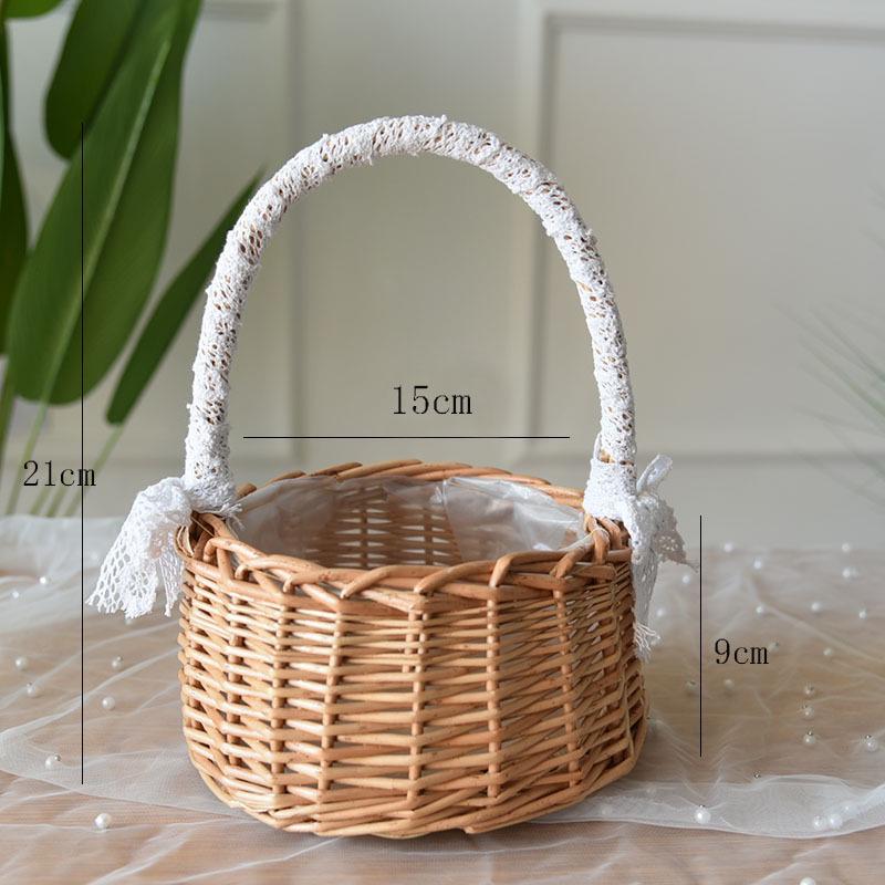 Large European-Style Bamboo Flower Basket for Arrangements - Handwoven Indoor Floral Storage Basket