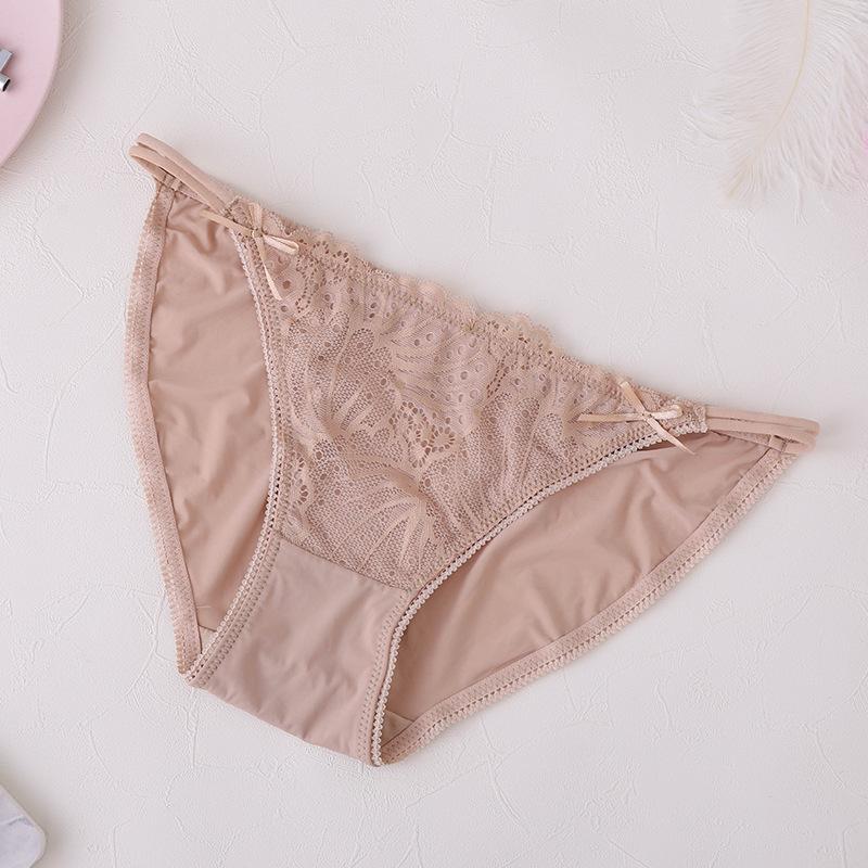 

Трусики из ледяного шелка с низкой посадкой, бесшовные, с кружевной отделкой и тонкими бретельками, треугольные женские трусики L абрикосовый
