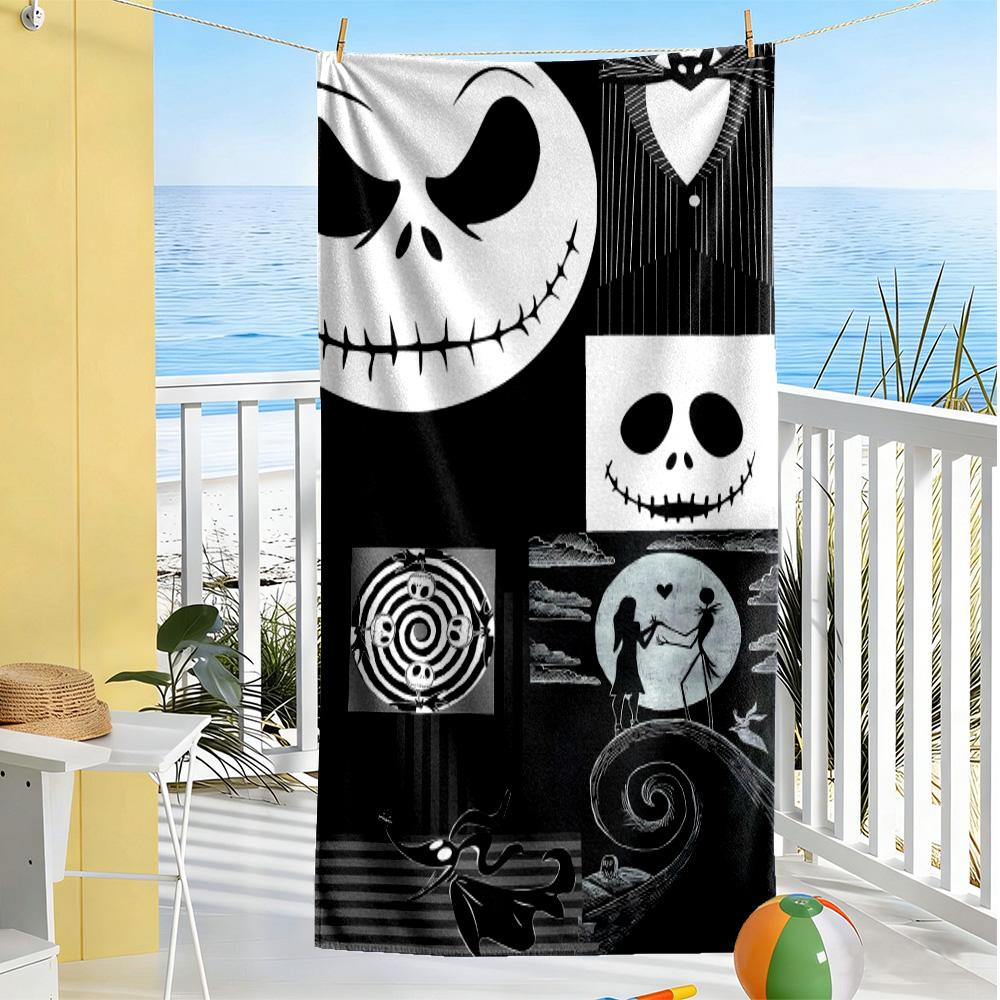 Jack Skellington Beach Towel Soft Durable Quick-Dry Comfortable Lightweight Suitable for Sports, Travel, Swimming, Yoga, Bathroom, Beach, And Pool