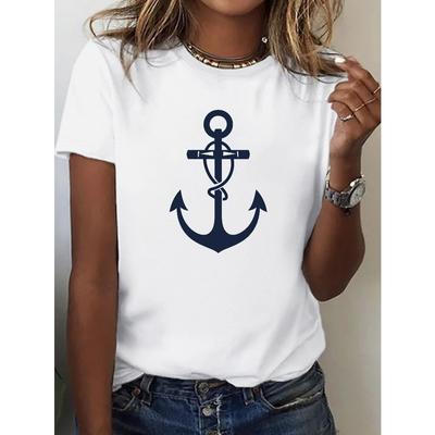 Anchor Damen T-Shirt Weich Rein Schmeichelnd Komfort Passform Hohe Qualität Stilvoll Nautisches Design
