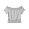 HeyHenry Women's Korean-Style Polka Dot Bow One-Shoulder Slimming Top