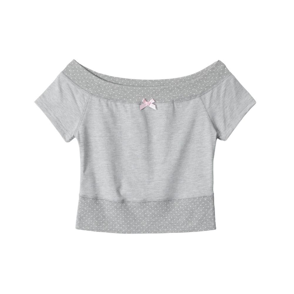 HeyHenry Women's Korean-Style Polka Dot Bow One-Shoulder Slimming Top