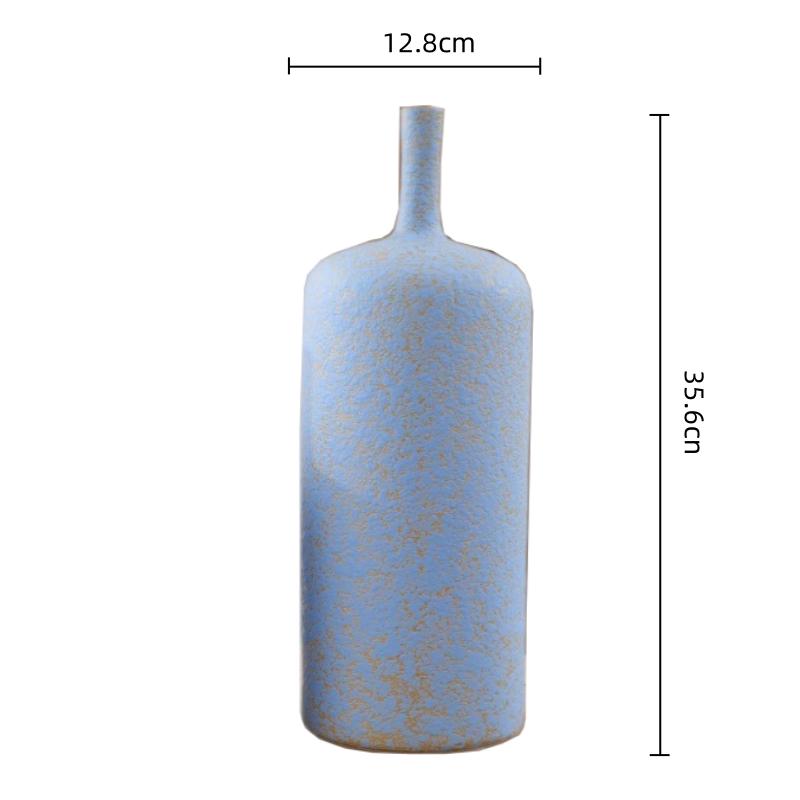 Ceramic Vase Blue Retro Earthenware Jars Flower Vase Coarse Pottery Flower Arrangement Accessories Home Decoration