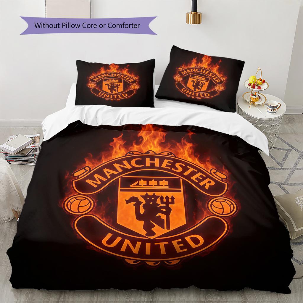 Man Utd Sängkläder Täcke Set Örngott Kuddfodral Heminredning Födelsedagspresent (1 * påslakan + 2 * örngott, utan kärna)
