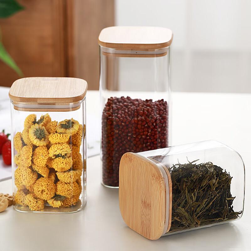 

ZISIZ Transparent Straight Square Glass Food Storage Jar, 1500ml (2-Pack)