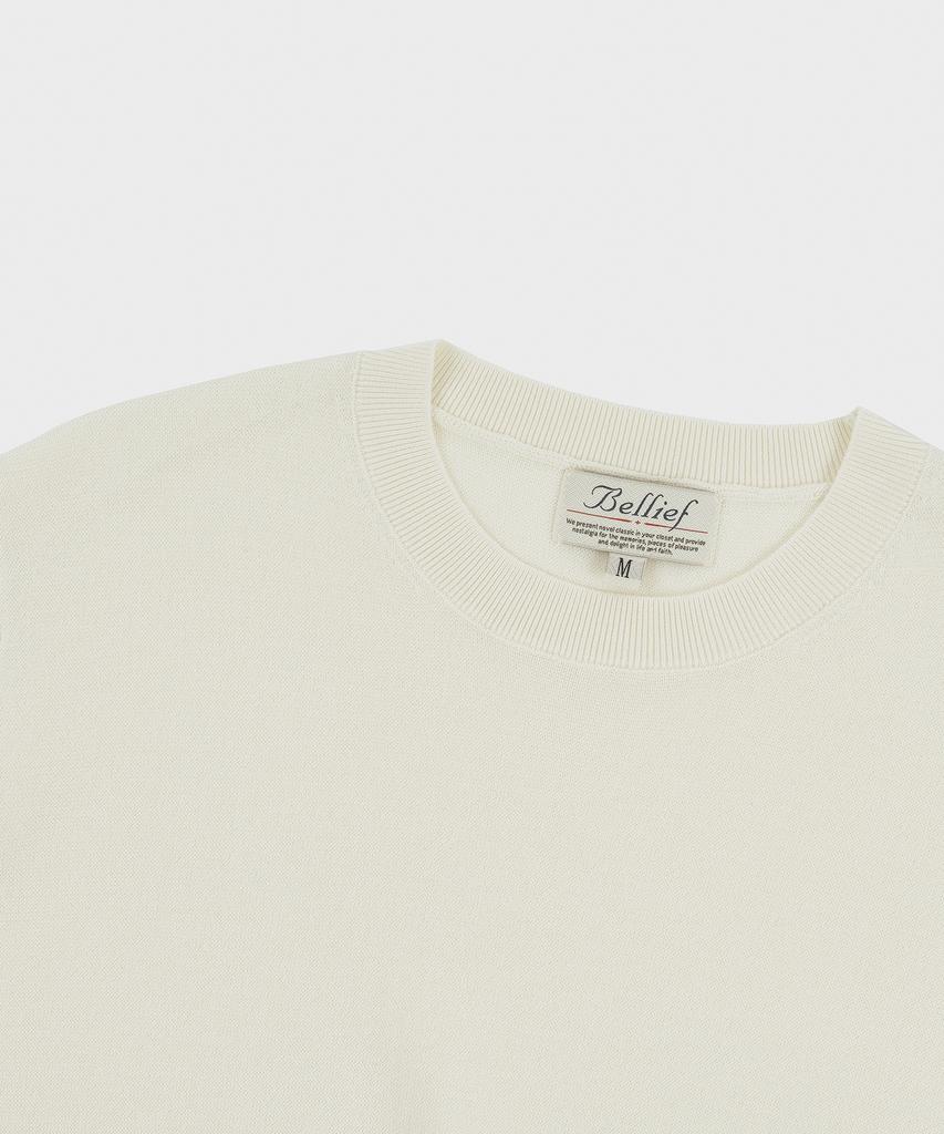 BELLIEF Essential Hard Twist Cotton Short Sleeve Knit (Ivory)
