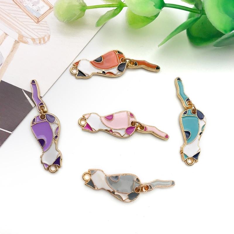 10Pcs Metal Kitten Charm Cartoon Cute Colored Cat Pendant Dangle Jewelry Making Accessory for DIY Necklace Earrings