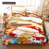 Merry Christmas Duvet Cover Set Twin King Queen Cartoon Santa Claus Bedding Set Polyester Christmas Gingerbread Man Quilt Cover