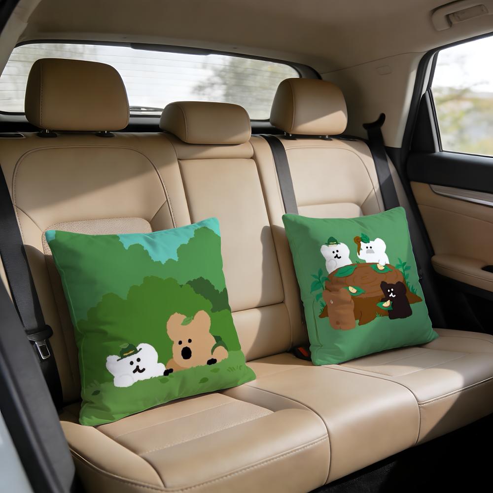 Cartoon DDinotaengs Cute Cushion Cover Short plush pillowcase for bed sofa carwashable
