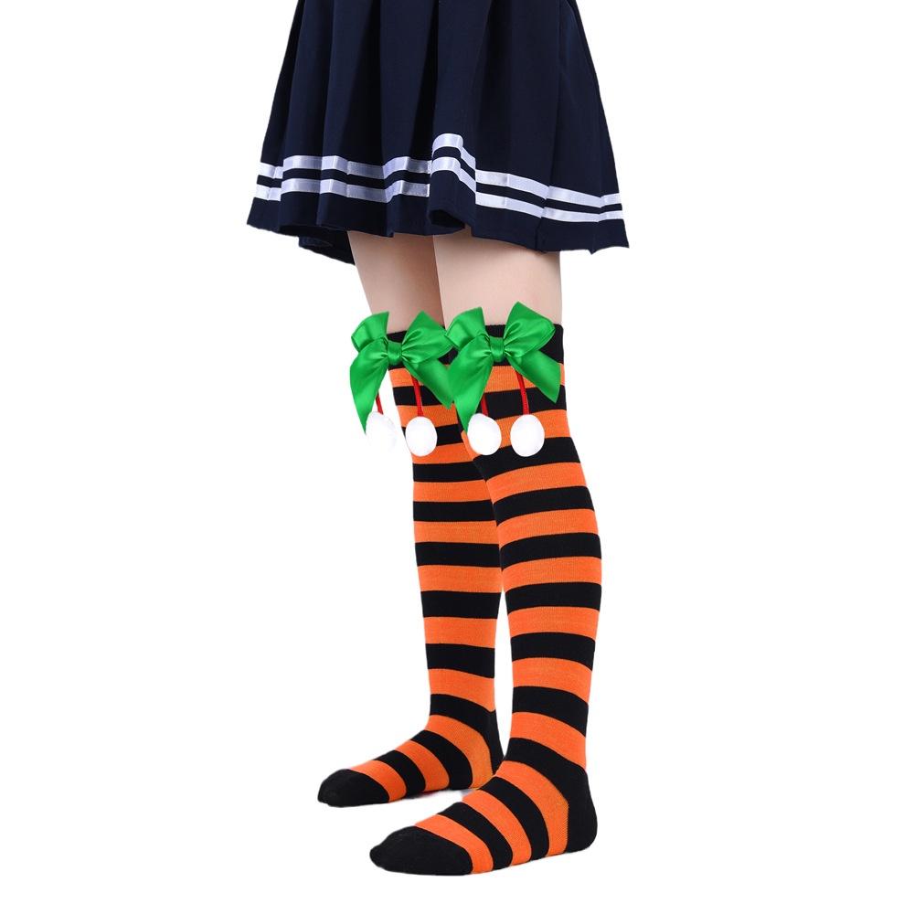 Cute Butterfly Bow Christmas Socks For Girls Long Tube Polyester Fabric