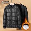 Woodpecker Men's Thick Fleece-Lined Winter Jacket - Warm Cotton Coat for Middle-Aged and Older Men