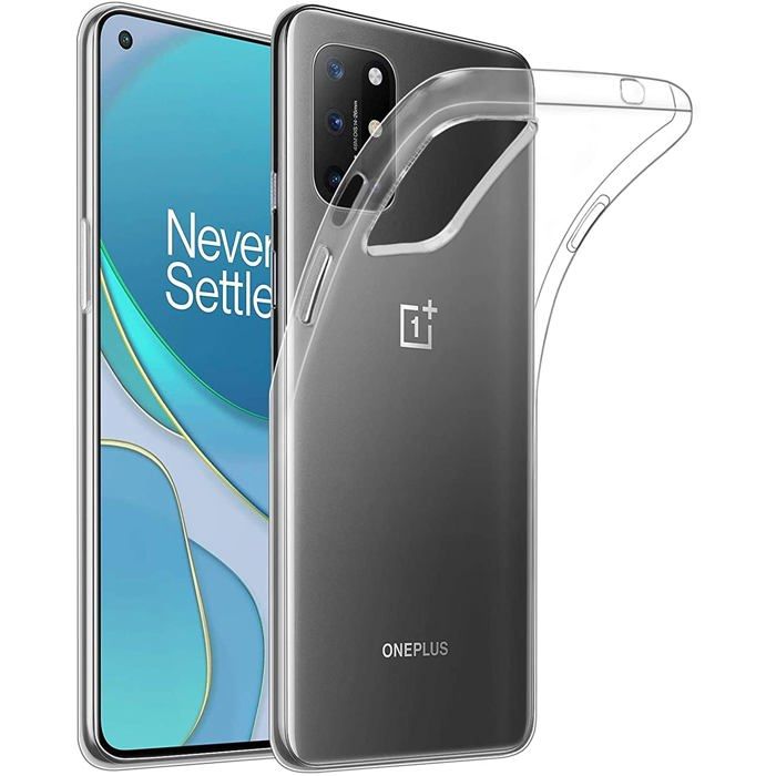 Case and Neck Strap for OnePlus 8T - Transparent Soft TPU Adjustable Black Cord Phonillico®