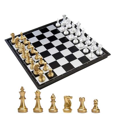 KOKOSUN Chess International Folding Chess Gold and Silver Easy To For Beginners Set, Chess, Magnetic, Board, Board, Pieces, Store, Adults, Children,