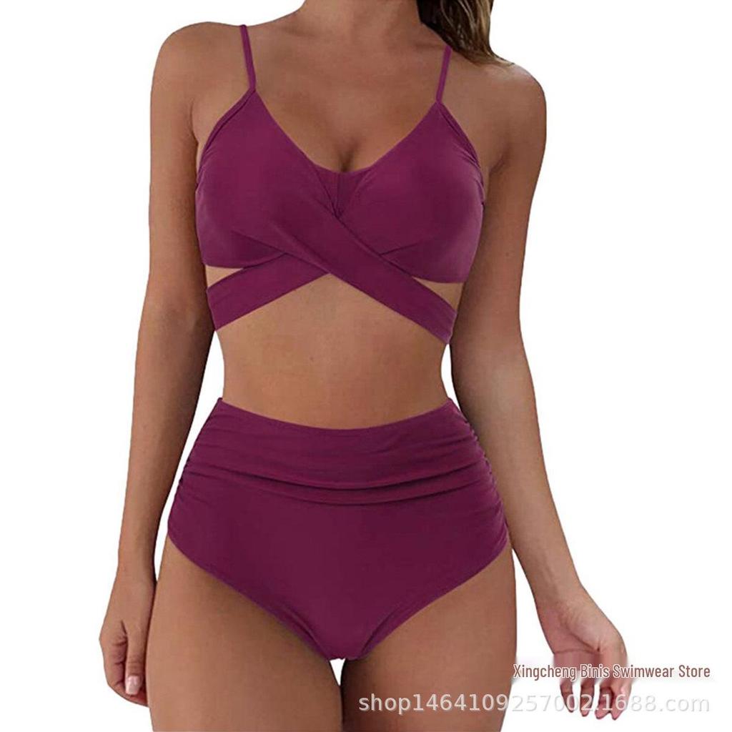 Women's Sexy Leopard Print High Waist Crossover Bikini Swimwear (2022)