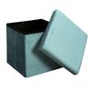 Coffre Pouf Pliable - Home Deco Factory - Giulia - Velours Côtelé - Bleu