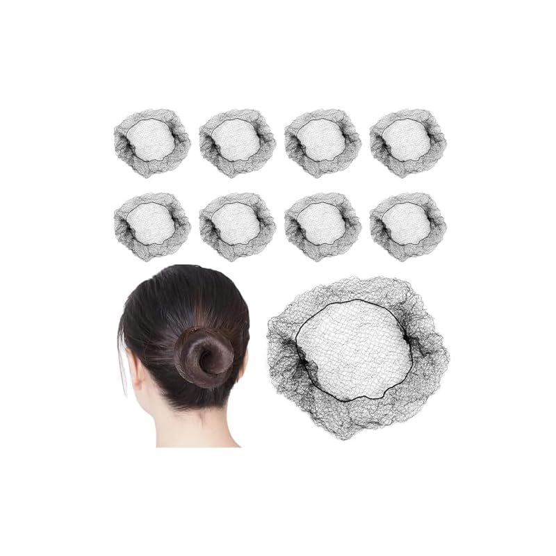 LeTradeJP Hair Bun Net Set, 10-Piece Set, Fits Hair Length 50cm, Hair Net, Bun Net, Chignon Net, Asiana Net, Elastic Hair Bun, Ballet, Work, Black
