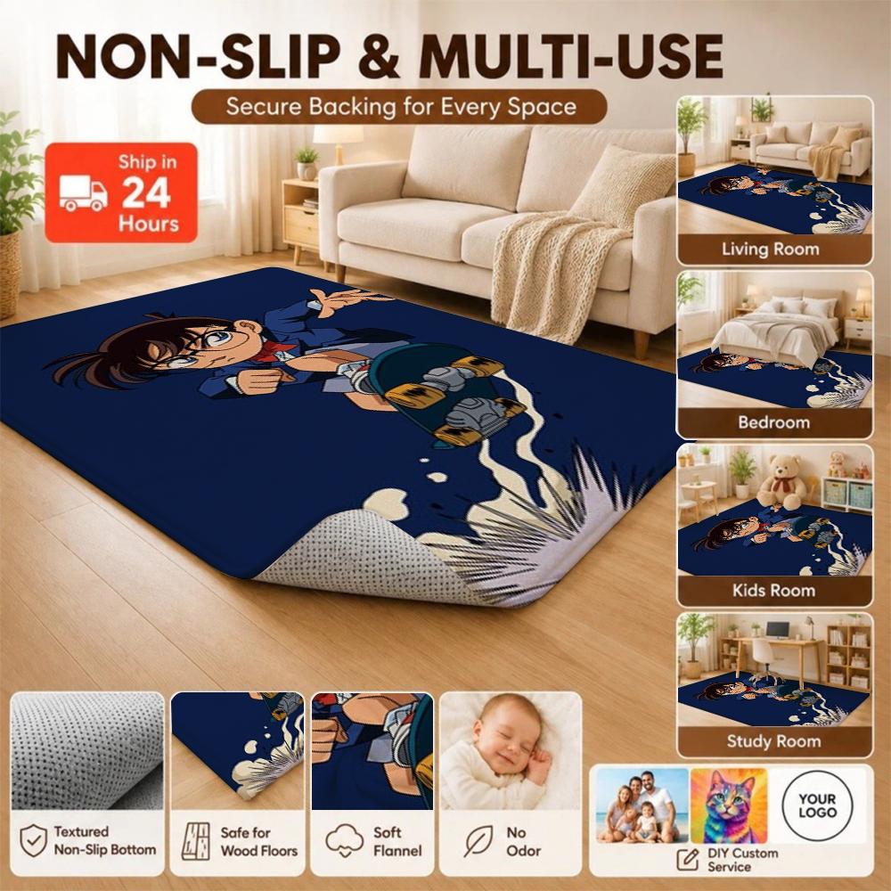 Anime Detective Action Indoor Rug Soft Texture Nonslip Carpet For Girls Bedroom Play Area Home Decor Halloween Gift